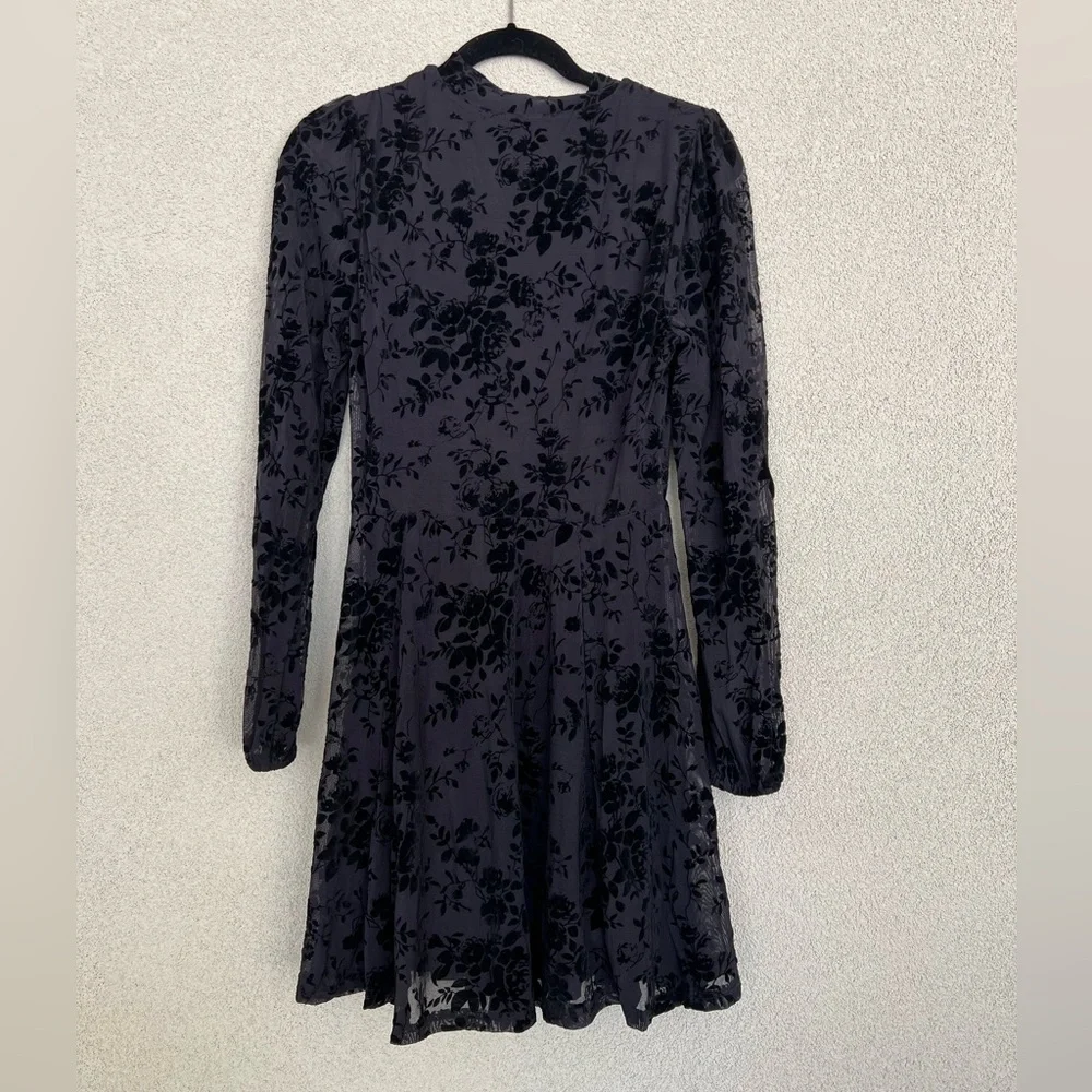 NWT Black Velvet Burnout Fit & Flare Dress Womens‎ Juniors L Y2K Whimsy Goth
